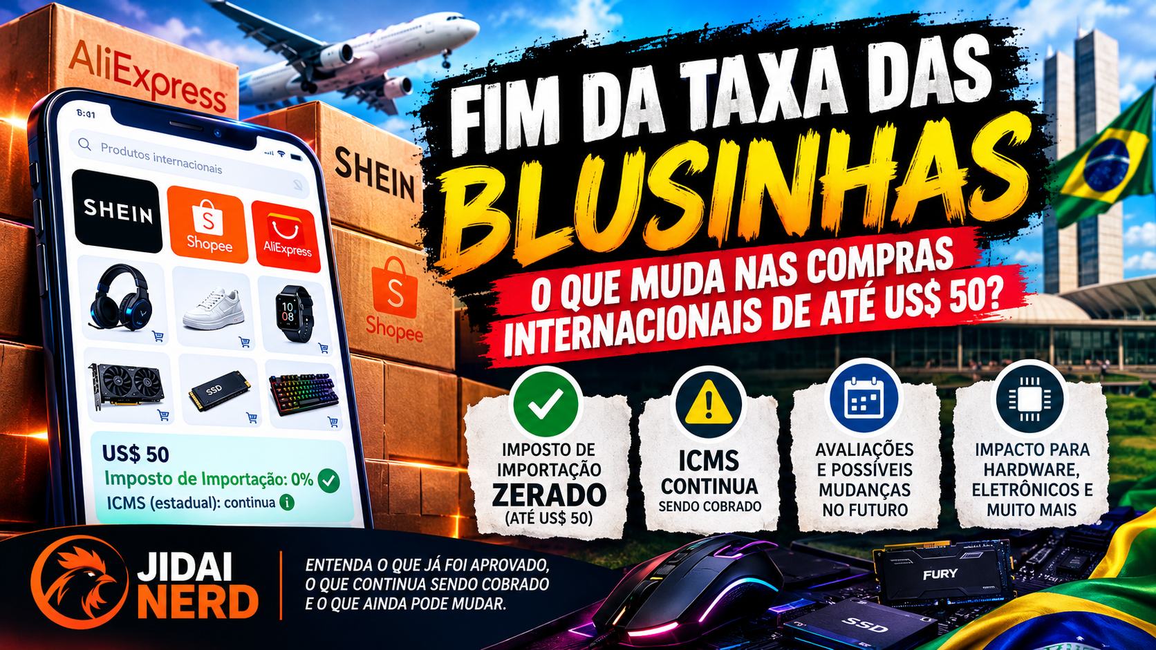Fim da Taxa das Blusinhas: o que muda nas compras internacionais de até US$ 50 em 2026?