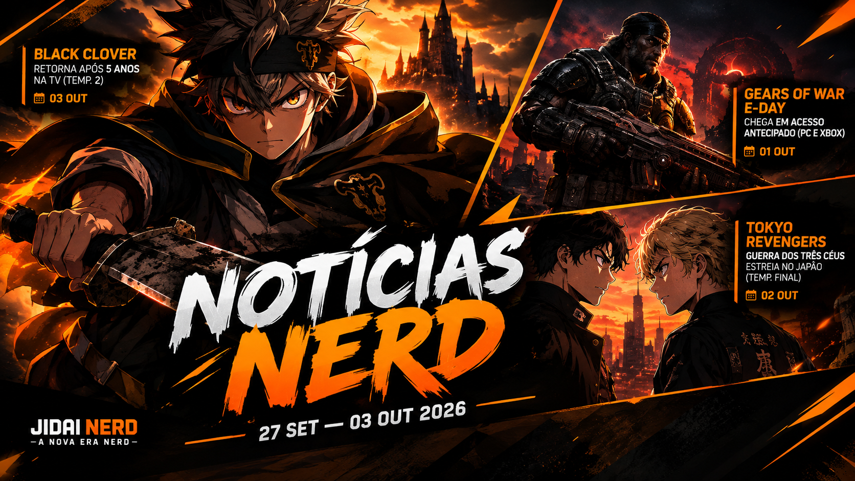 BLACK CLOVER VOLTA, GEARS OF WAR: E-DAY CHEGA E A TEMPORADA DE OUTONO COMEÇA! | NOTÍCIAS NERD